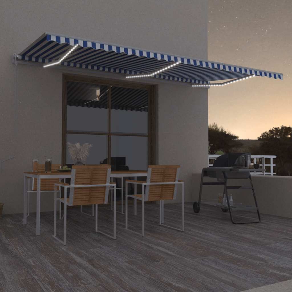 Automatische Markise mit LED & Windsensor 600x350 Blau und Weiß