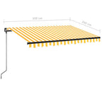 Markise Manuell Einziehbar mit LED 350x250 cm Gelb und Weiß