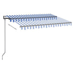 Automatische Markise mit LED Windsensor 350x250 cm Blau Weiß