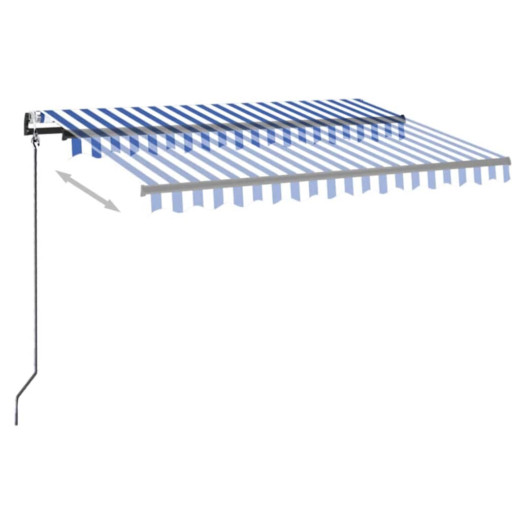 Automatische Markise mit LED Windsensor 350x250 cm Blau Weiß