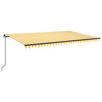 Markise Manuell Einziehbar mit LED 500x300 cm Gelb & Weiß