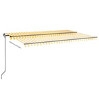 Markise Manuell Einziehbar mit LED 500x300 cm Gelb & Weiß