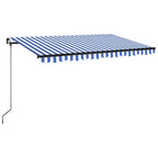 Markise Manuell Einziehbar mit LED 400x350 cm Blau und Weiß