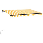 Markise Manuell Einziehbar mit LED 450x350 cm Gelb und Weiß