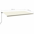 Markise Manuell Einziehbar mit LED 600x350 cm Creme