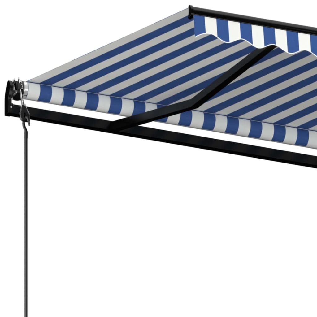 Markise Automatisch Einziehbar 600x350 cm Blau und Weiß