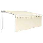 Markise Manuell Einziehbar mit Rollo & LED 3x2,5 m Creme