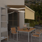 Markise Manuell Einziehbar mit Rollo & LED 3x2,5 m Gelb & Weiß