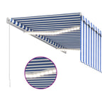 Markise Manuell Einziehbar mit Rollo LED 3,5x2,5m Blau Weiß