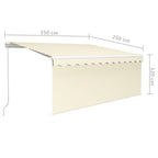 Markise Manuell Einziehbar mit Rollo & LED 3,5x2,5 m Creme