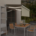 Markise Manuell Einziehbar mit Rollo & LED 3,5x2,5 m Creme