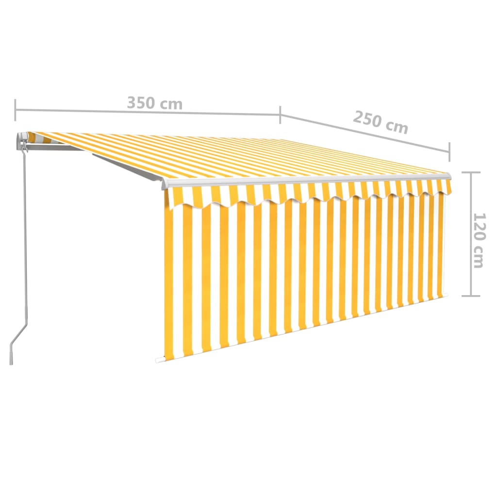 Markise Manuell Einziehbar mit Rollo & LED 3,5x2,5m Gelb & Weiß