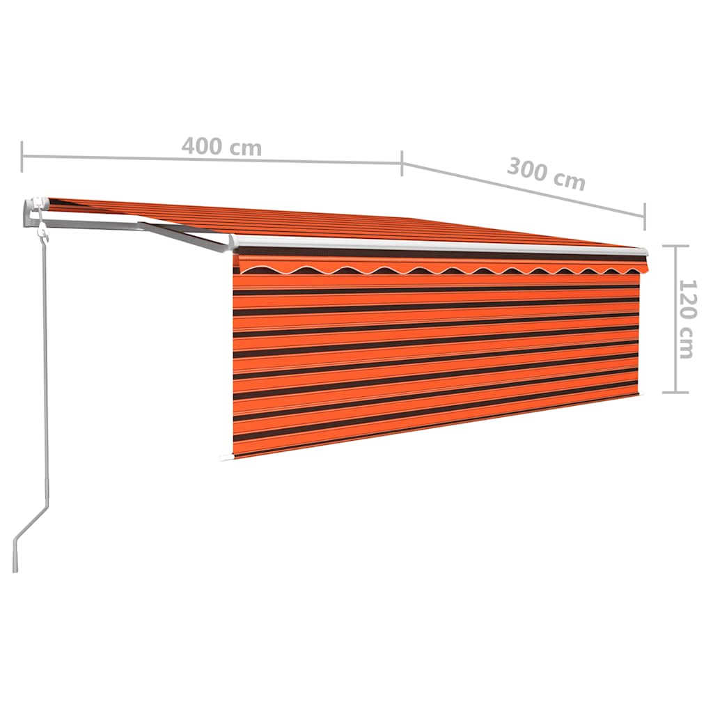 Markise Automatisch Einziehbar mit Volant 4x3m Orange und Braun
