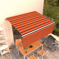 Markise Automatisch Einziehbar mit Volant 4,5x3m Orange & Braun