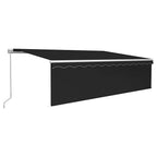 Markise Manuell Einziehbar mit Rollo 5x3 m Anthrazit
