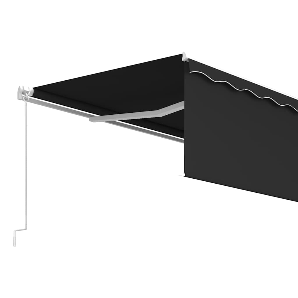 Markise Manuell Einziehbar mit Rollo 5x3 m Anthrazit