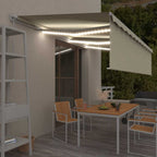 Markise Manuell Einziehbar mit Rollo & LED 6x3 m Creme