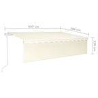 Markise Automatisch mit Rollo LED Windsensor 6x3 m Creme