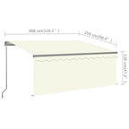 Markise Manuell Einziehbar mit Rollo 3x2,5 m Creme