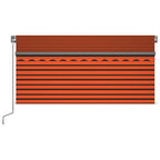 Markise Manuell Einziehbar mit Rollo & LED 3x2,5 m Orange Braun