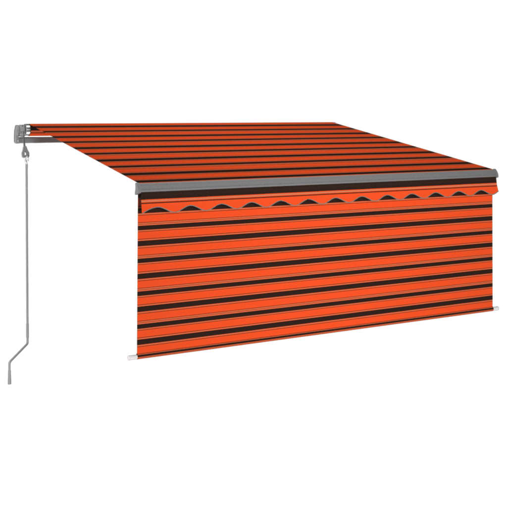 Markise Automatisch Einziehbar mit Volant 3x2,5m Orange & Braun