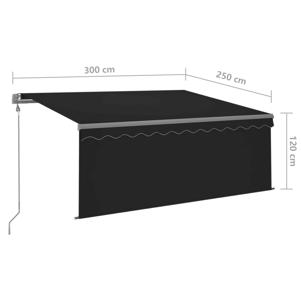 Markise Automatisch mit Rollo LED Windsensor 3x2,5m Anthrazit