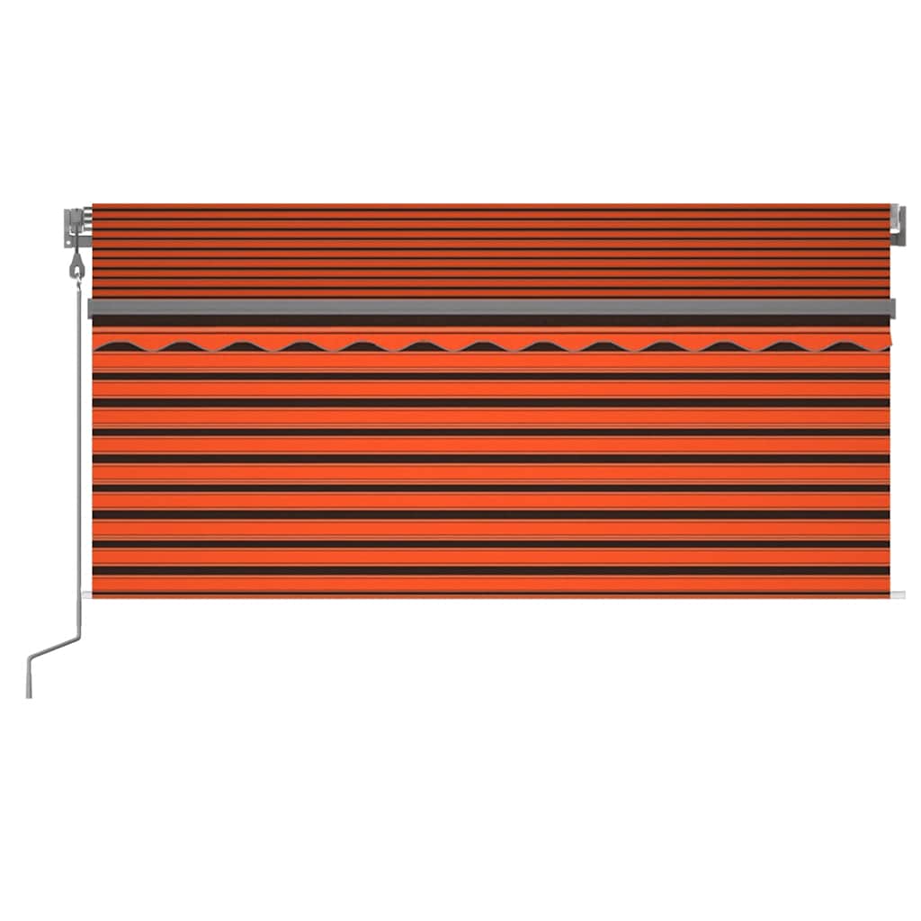 Markise Automatisch Einziehbar mit Volant 3,5x2,5m Orange Braun