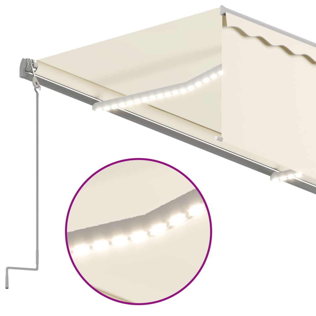 Markise Automatisch mit Rollo LED Windsensor 3,5x2,5m Creme