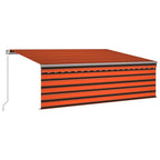 Markise Manuell Einziehbar mit Rollo & LED 4x3 m Orange Braun