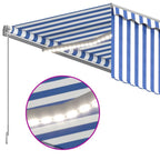 Markise Automatisch mit Rollo LED Windsensor 4x3m Blau Weiß