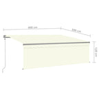 Markise Automatisch mit Rollo LED Windsensor 4x3 m Creme