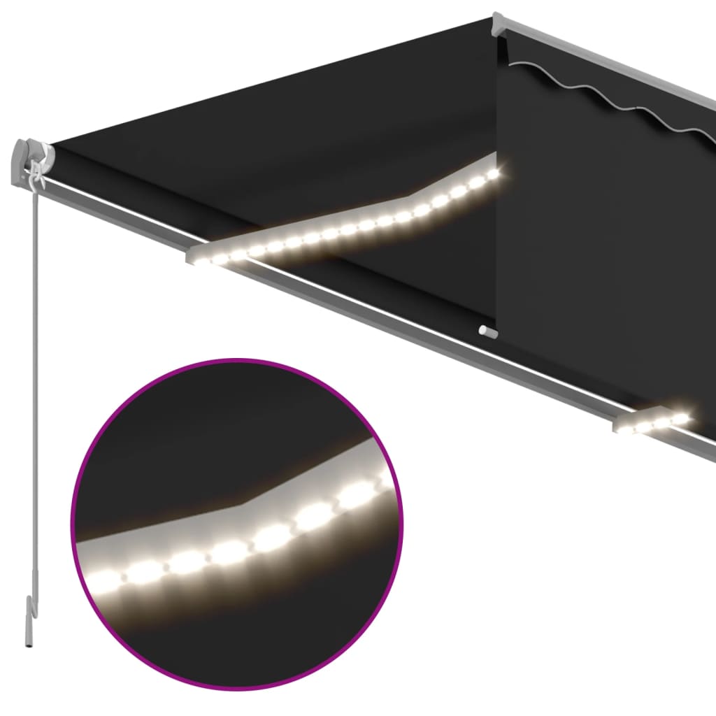 Markise Automatisch mit Rollo LED Windsensor 4x3m Anthrazit
