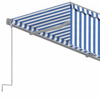 Markise Manuell Einziehbar mit Rollo 4,5x3 m Blau und Weiß