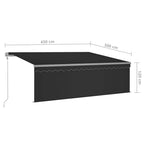 Markise Automatisch mit Rollo LED Windsensor 4,5x3 m Anthrazit
