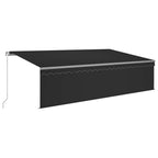 Markise Manuell Einziehbar mit Rollo 5x3 m Anthrazit