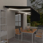 Markise Manuell Einziehbar mit Rollo & LED 6x3 m Anthrazit