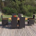 7-tlg. Garten-Essgruppe Poly Rattan Schwarz