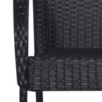 3-tlg. Garten-Essgruppe Poly Rattan Schwarz