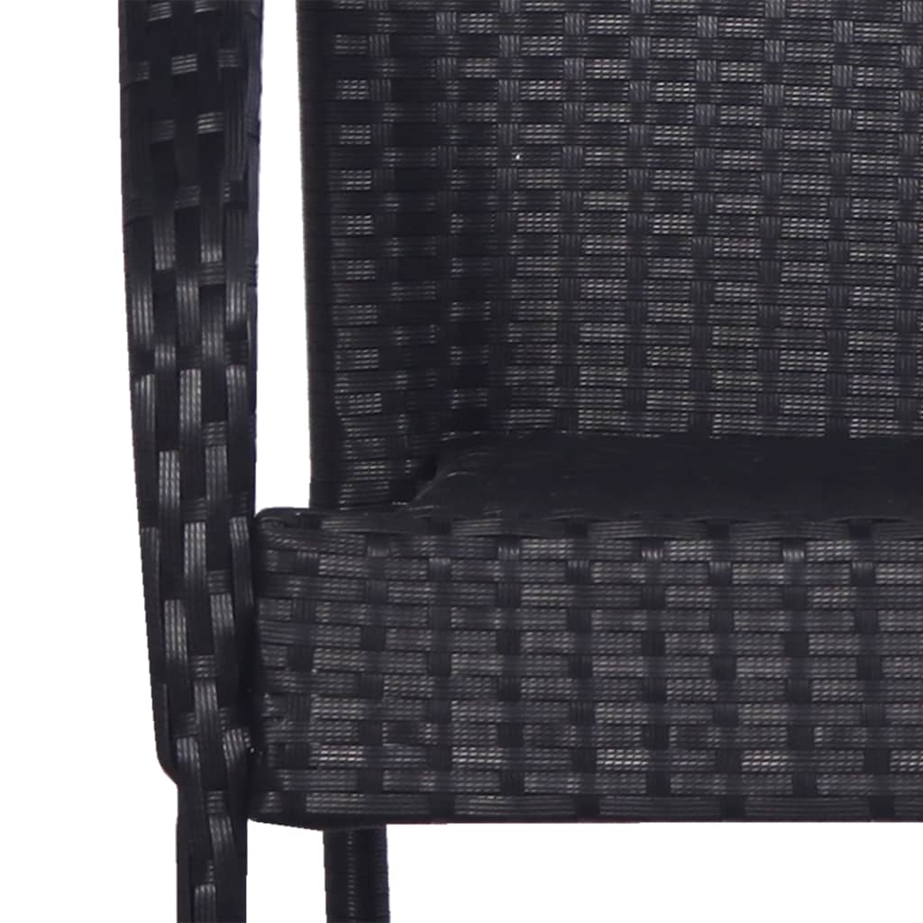 3-tlg. Garten-Essgruppe Poly Rattan Schwarz