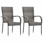 3-tlg. Garten-Essgruppe Poly Rattan Grau
