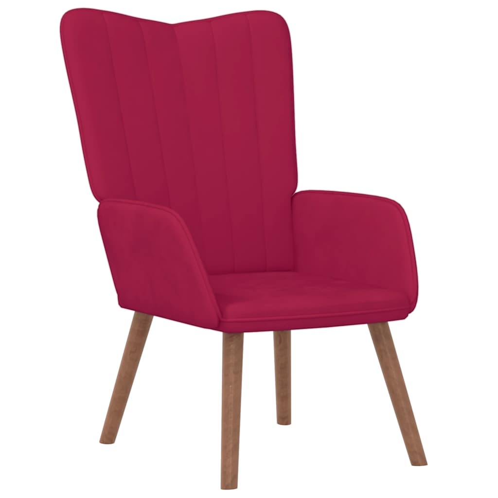 Relaxsessel mit Hocker Weinrot Samt