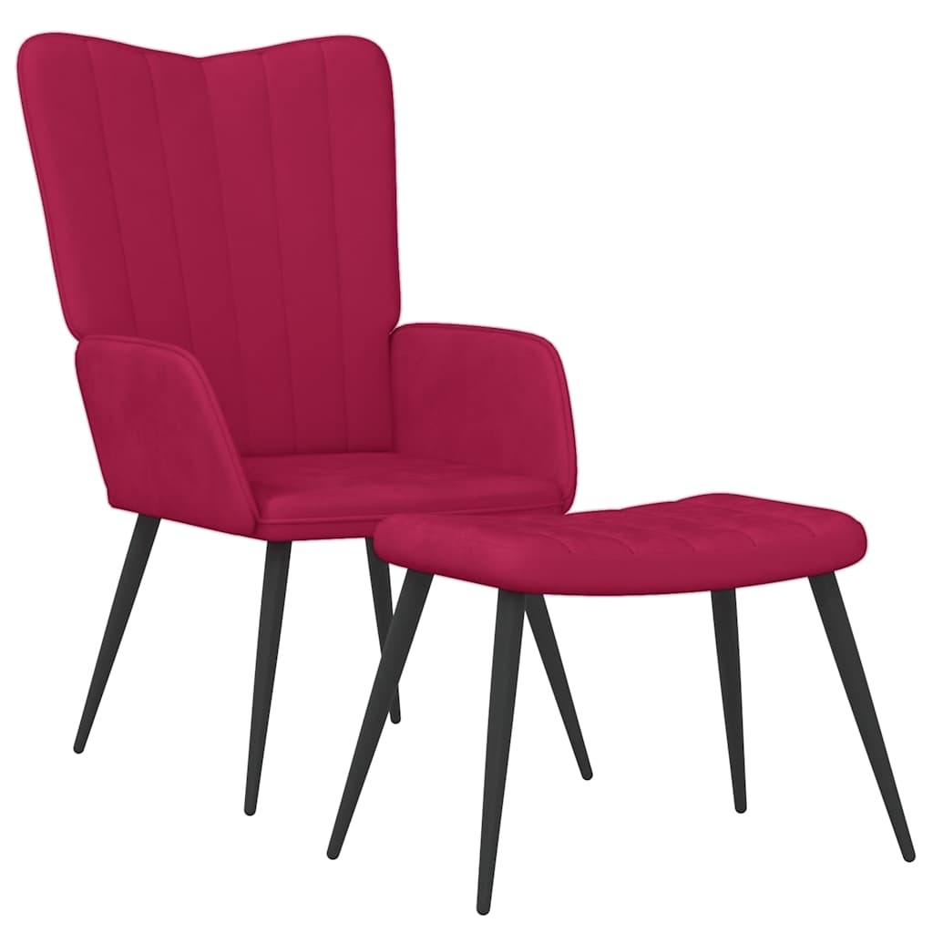Relaxsessel mit Hocker Weinrot Samt