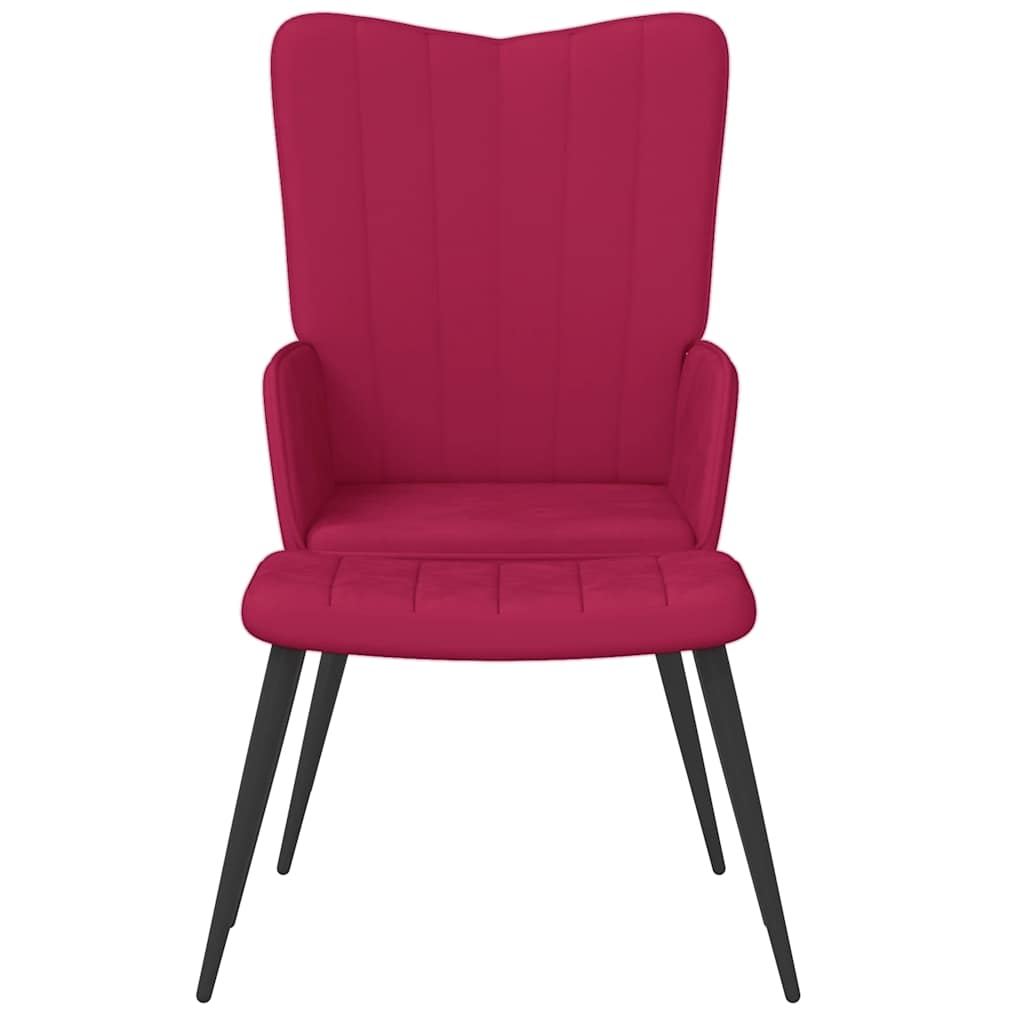 Relaxsessel mit Hocker Weinrot Samt