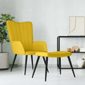 Relaxsessel mit Hocker Senfgelb Samt