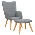 Relaxsessel mit Hocker Hellgrau Stoff