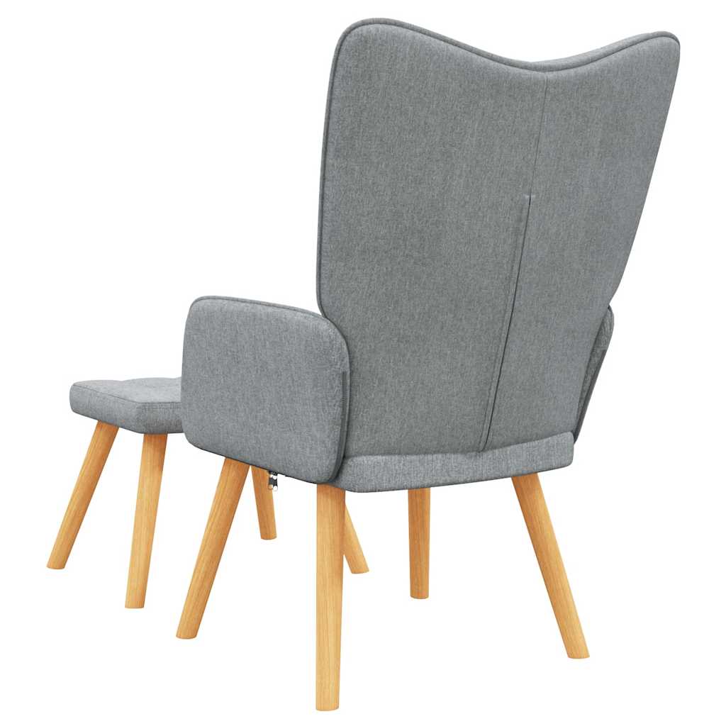 Relaxsessel mit Hocker Hellgrau Stoff