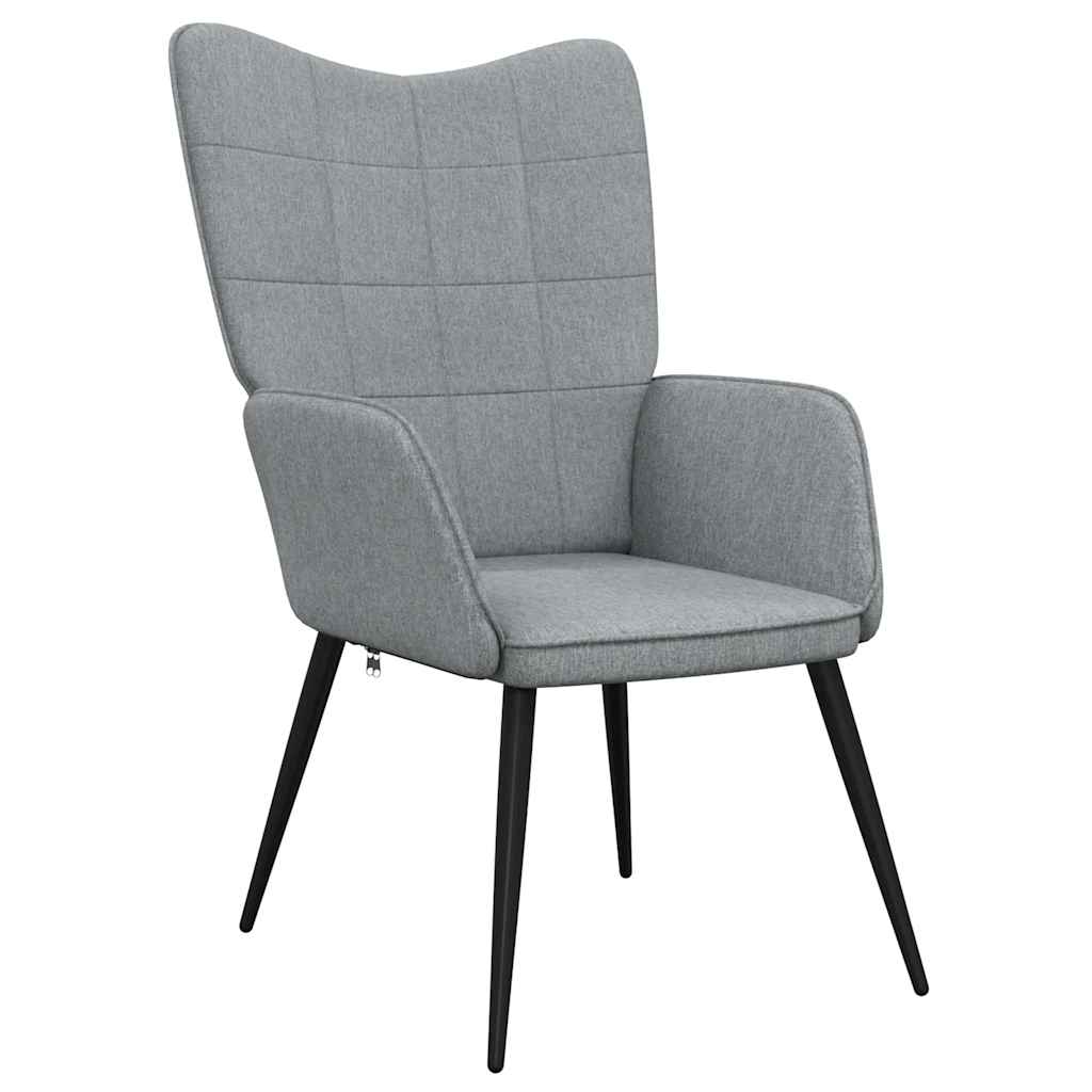 Relaxsessel mit Hocker Hellgrau Stoff