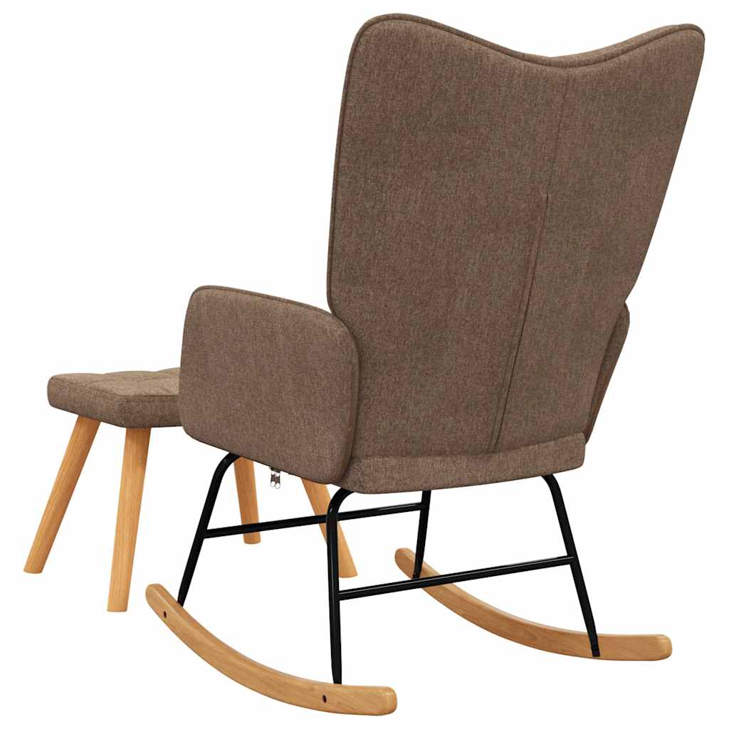 Schaukelsessel mit Hocker Braun Stoff