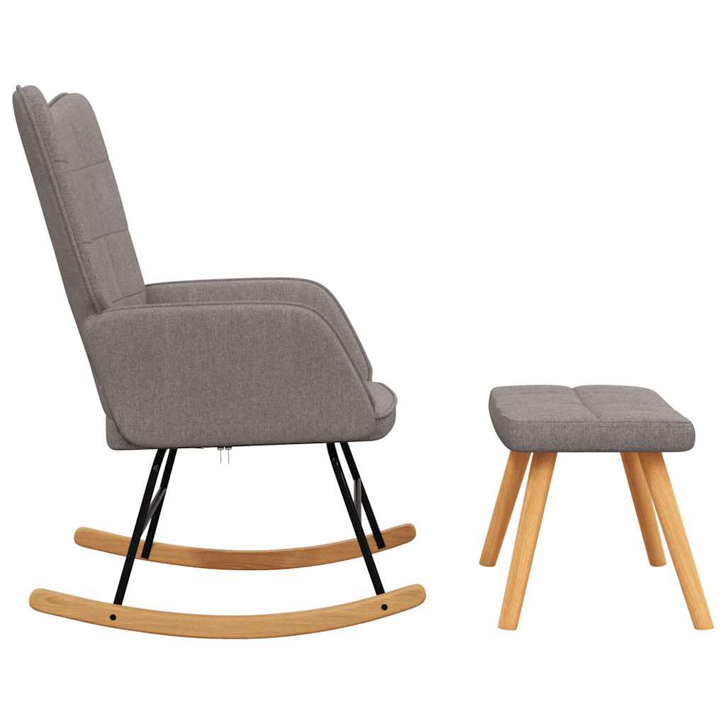 Schaukelstuhl mit Hocker Stoff Taupe