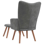 Relaxsessel mit Hocker Dunkelgrau Samt